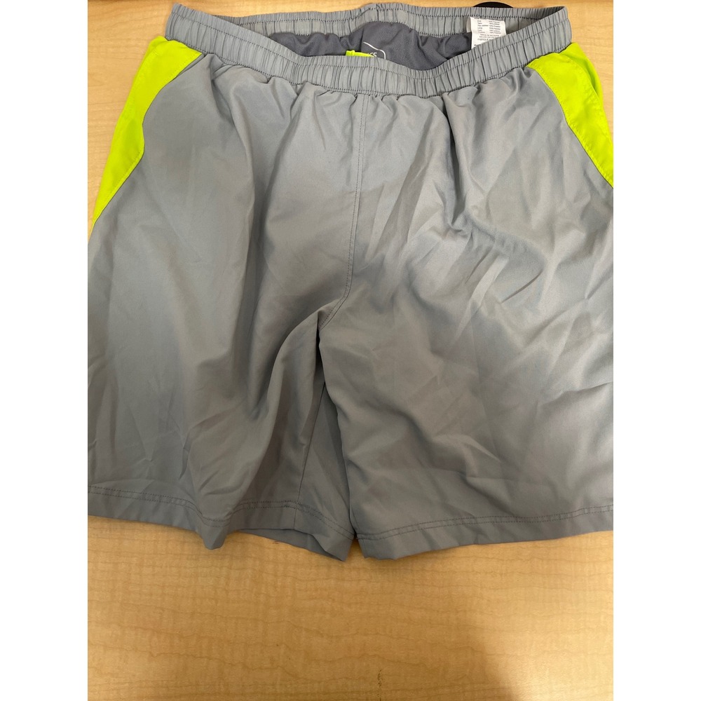 ASICS Mens Running Shorts Grey Lime Green Lined Athletic Gym Shorts Size Medium